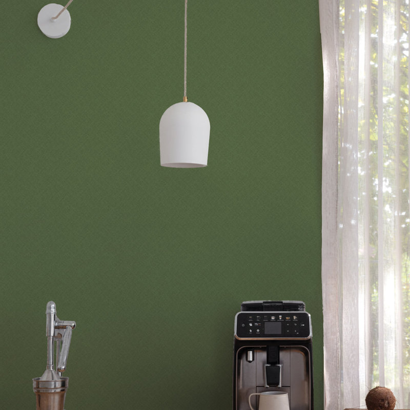 Arcadia Collection Textile Plain Wallpaper Roll, Green