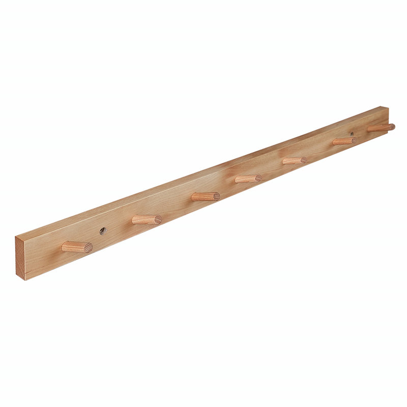 Solid Wood Wall Wall Mounted Coat Rack, Natural Hickory, 2" H x 11.75" W x 0.75" D