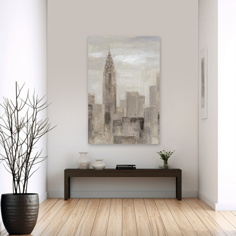 City Blocks I Greige - Paysage urbain brun et noir de Chrysler, H 60 po x l 40 po
