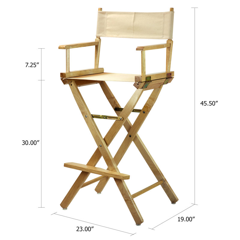 30" Folding Director Chair with Canvas, Natural, Natural/Wheat
