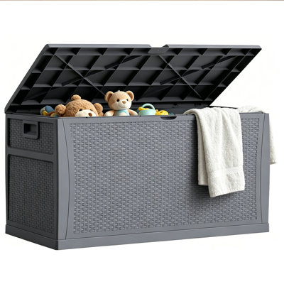 Coffre de jardin étanche Altibloom 100 gal en résine avec serrure – Rangement extérieur pour terrasse et jardin