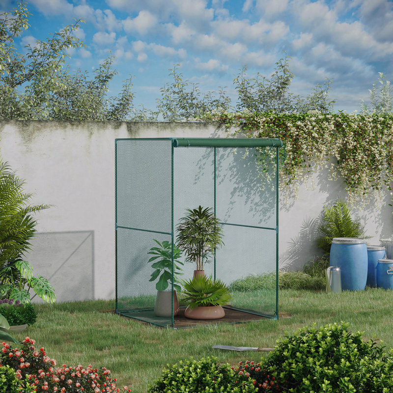 Cage de culture 4 'x 4', tente de protection des plantes avec portes à fermeture à glissière pour potager, cour arrière, vert