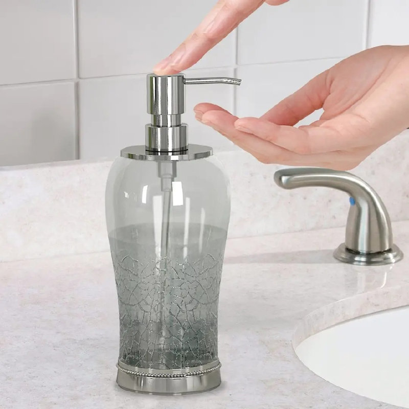Distributeur de savon compact compact à pompe, accessoire de comptoir décoratif pour lavabo et comptoir de cuisine gris