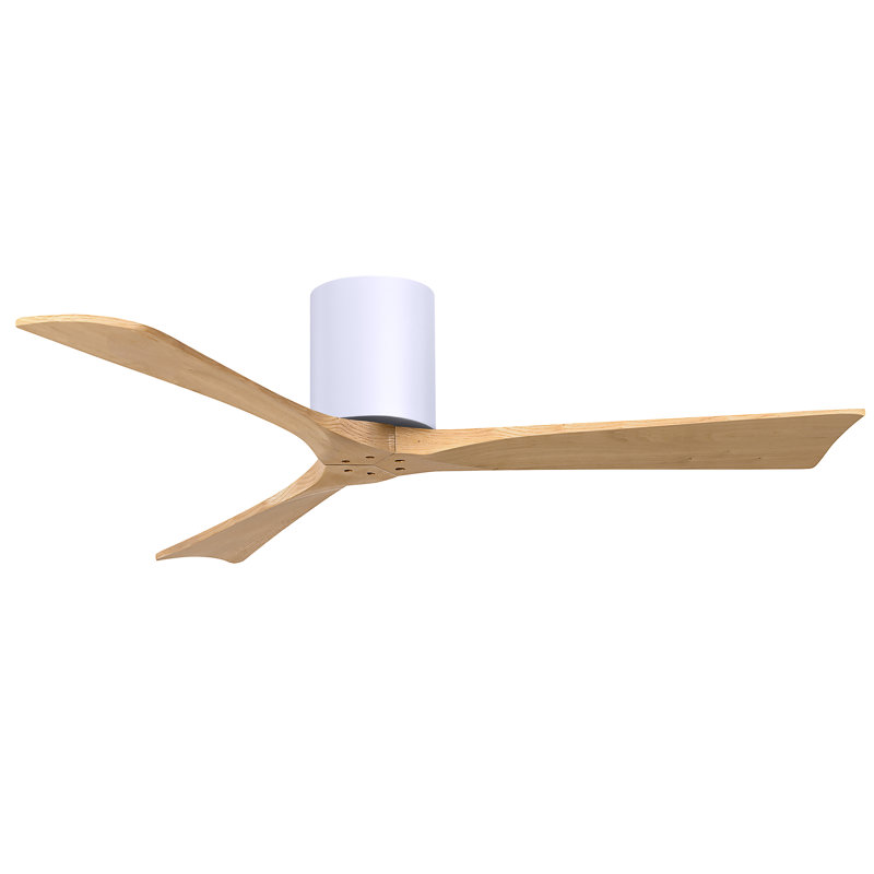 Ventilateur de plafond à 3 pales Olivier, Blanc brillant, Ton érable clair, 52"
