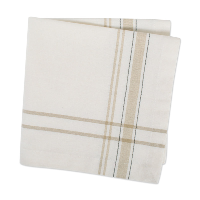 Shelton Cotton Blend Striped Square Napkin, White Chambray
