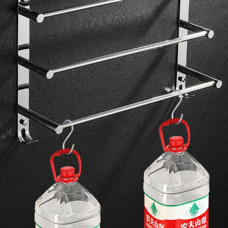 Porte-serviettes de salle de bain à 3 niveaux en acier inoxydable, porte-serviettes peu encombrant avec fixation sans perceuse, organisateur de salle de bain durable pour la cuisine et l'hôtel