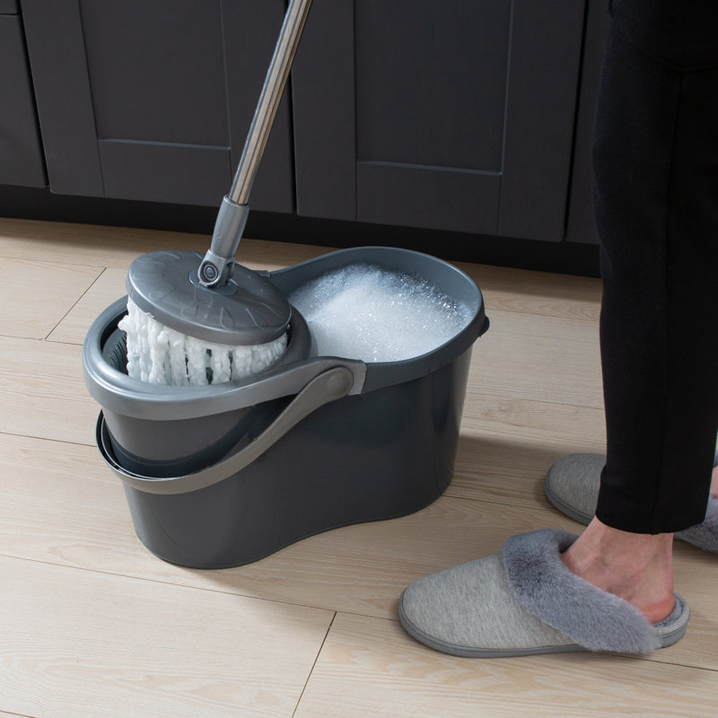 Simplify Gray Microfiber Self Wringing Mop & Bucket Set