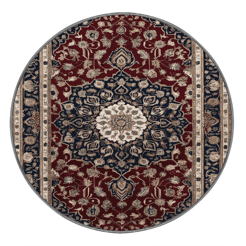 Machine Washable Persian Gray Area Rug, Round 8'