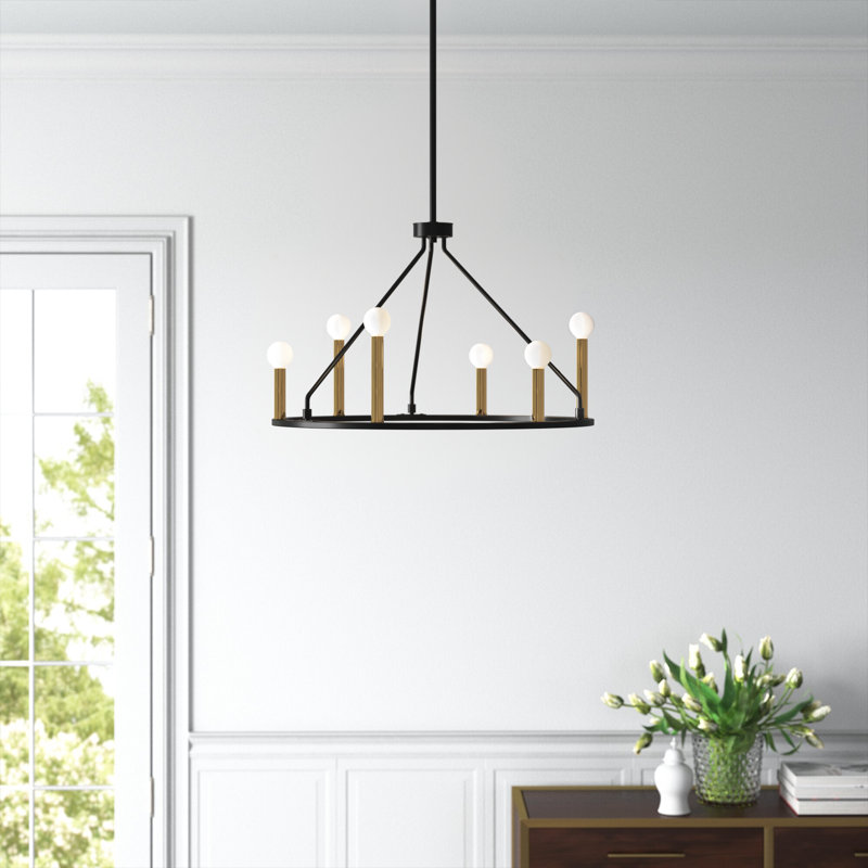 6-Light Two-Tone Candle Wagon Wheel Chandelier