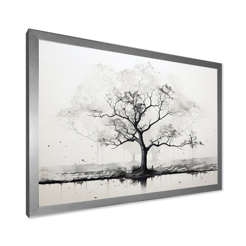Baobab gris I, impression sur toile, Cadre photo argenté, H 16 po x l 32 po x P 1 po