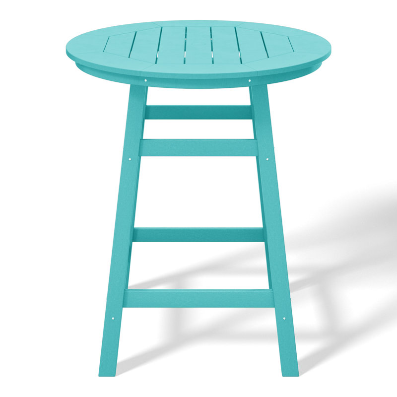 Laguna Round Outdoor Bar Table , 34.9'' in. W 34.9'' in. D, Teal