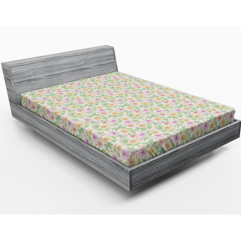 Microfiber Floral Fitted Sheet, Full Fitted Sheet