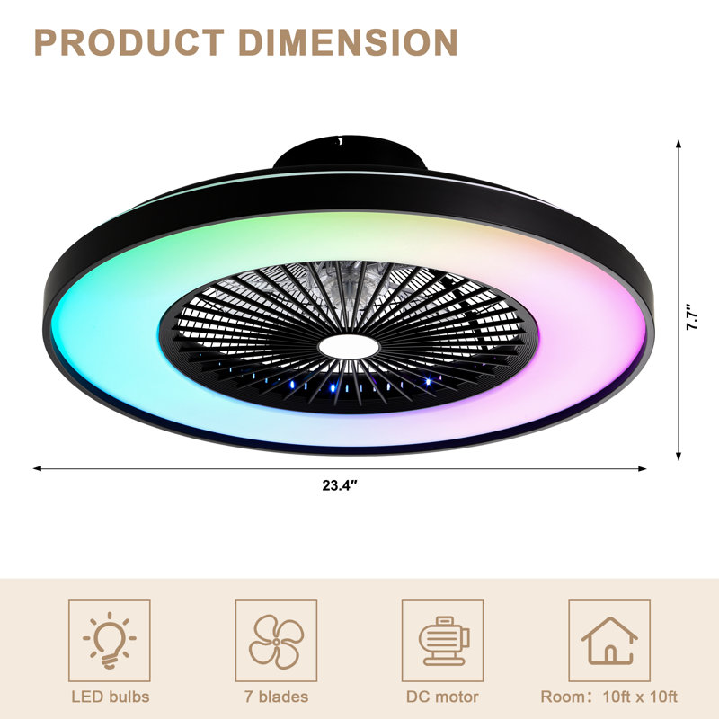 Ventilateur de plafond à DEL 23 "à intensité variable avec lumière et télécommande