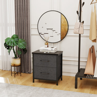 Table de chevet, petite commode avec 2 tiroirs en tissu, table de bout, table de bout, mobilier de chevet pour les enfants, table de chevet de 25 po