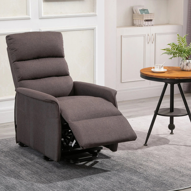 Fauteuil inclinable électrique lève-personne rembourré, Lin 100 % brun