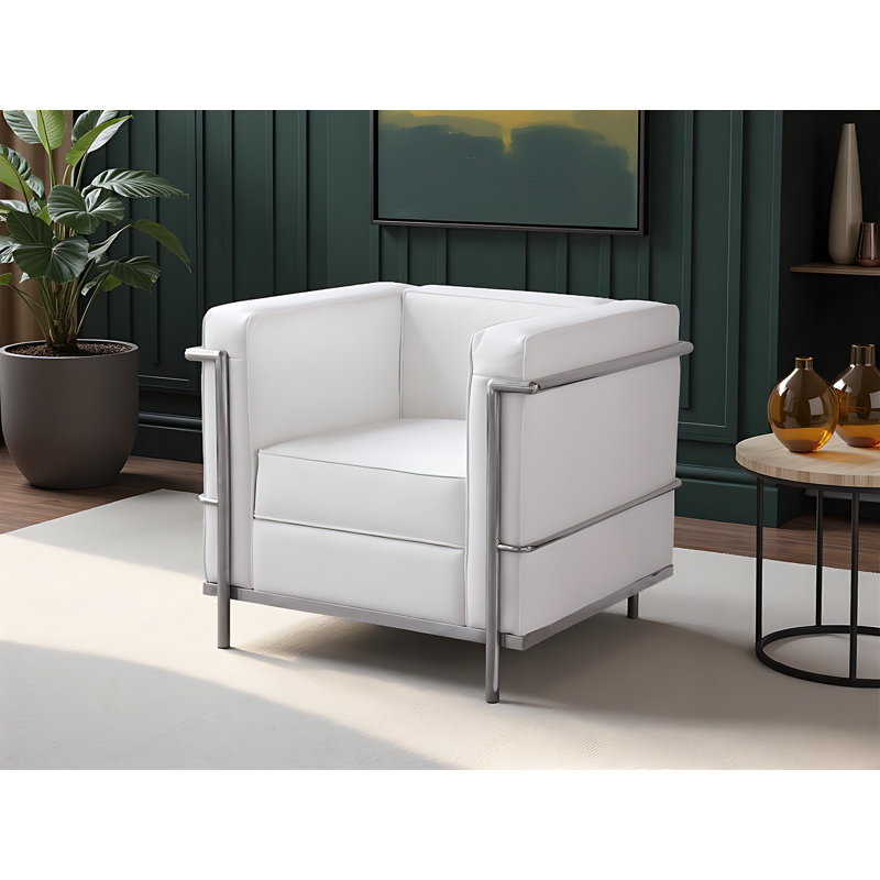 Chaise en cuir Rhoni, Cuir blanc