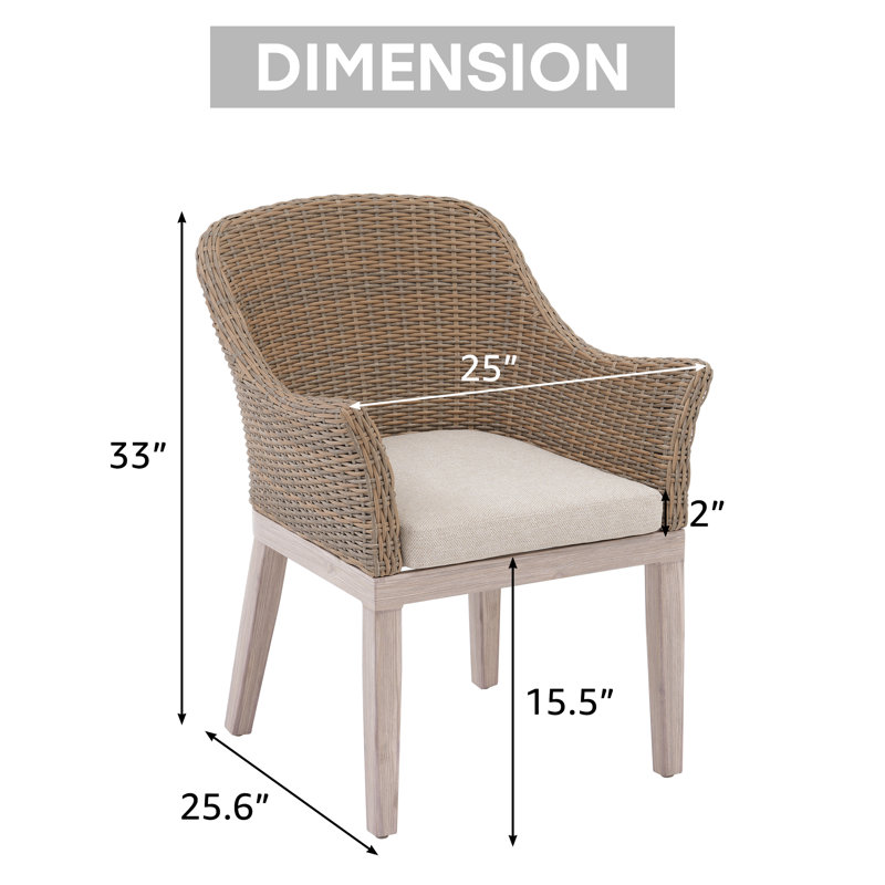 Outdoor 6-person Dining Set With Cushions, 6, 30" H x 67" W x 35" D
