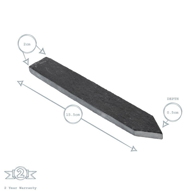Nicola Spring - Slate Plant Markers - 2 x 15.5cm - Natural