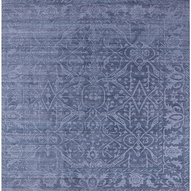 Tapis oriental bleu Haman, Carré 6 pi