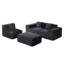 Canapé modulaire modulaire en velours côtelé avec repose-pieds, canapé convertible en L à 4 places, noir