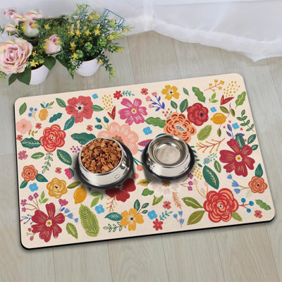 Dog Food Mat For Floors, Absorbent And Quick-Drying Pet Cat Food Mat,Anti-Fouling And Easy-To-Clean Pet Feeding Mat,Dog Bowl Mats