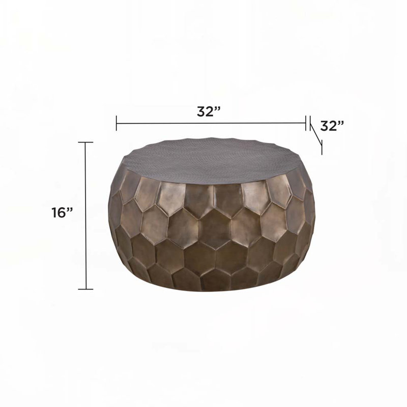Table basse en métal avec base solide, Doré