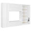 Lit escamotable simple en bois avec meuble télé, 2 tiroirs, tablettes et armoires-173418159