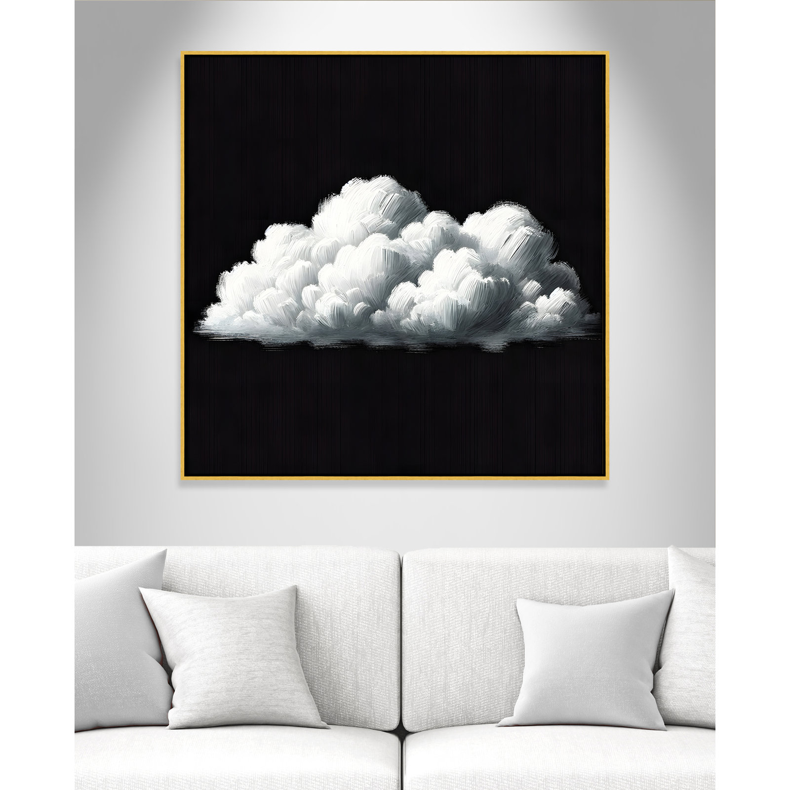 White Clouds Print by , 41.5" H x 41.5" W, Gold