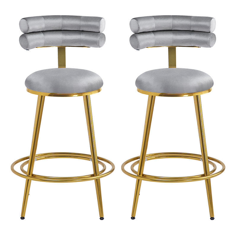 Chuna Velvet Counter Stool Set, Dark Gray
