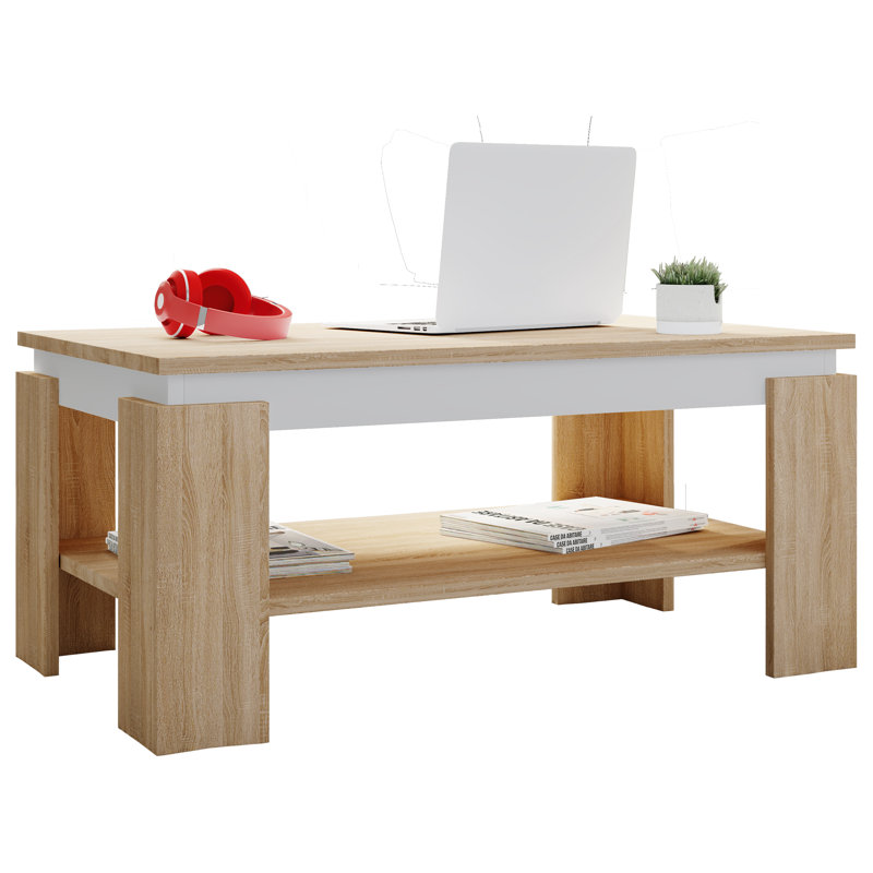 Reesheda Coffee Table with Storage, Tan