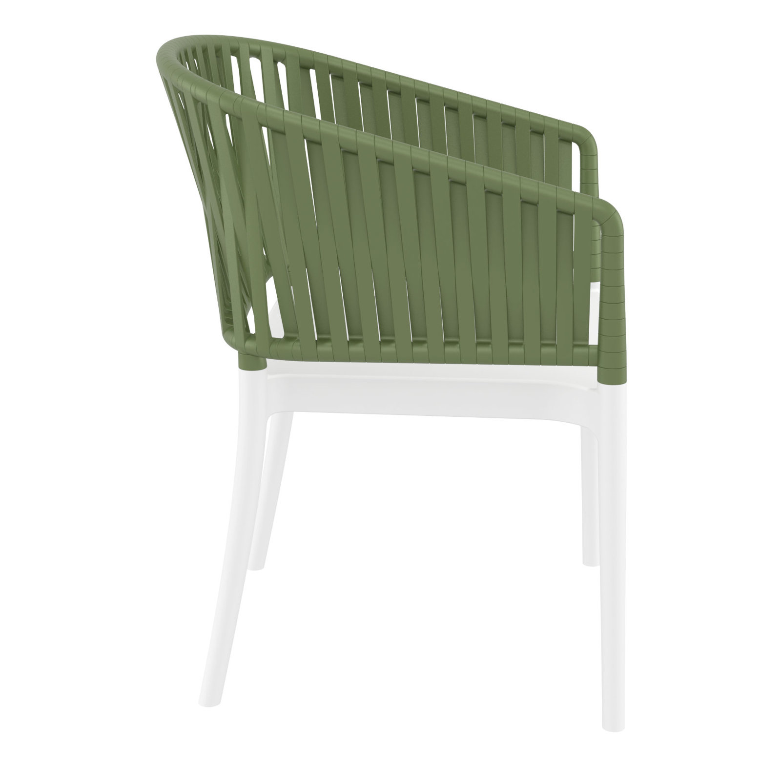 Newport Stackable Patio Armchair, Olive Green/White