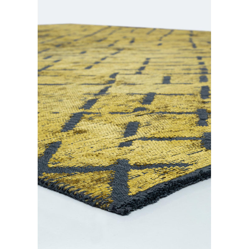 Rapture Abstract Area Rug in Yellow, Rectangle 9'10" x 14'