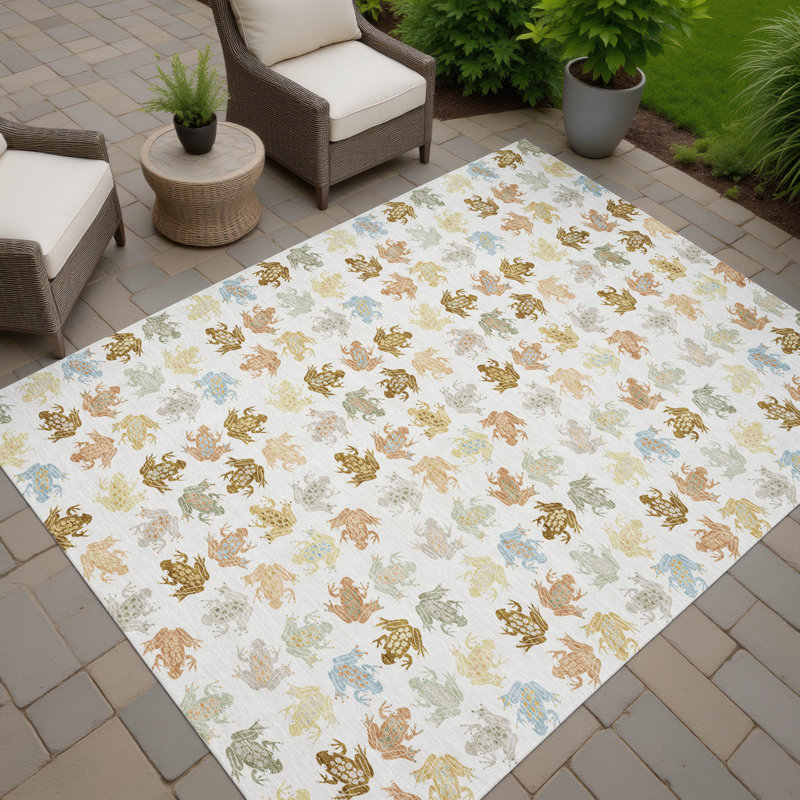 Machine Washable Indoor/Outdoor Chantille ACN2623 Kids Rug, Ivory, 5' x 7'6"
