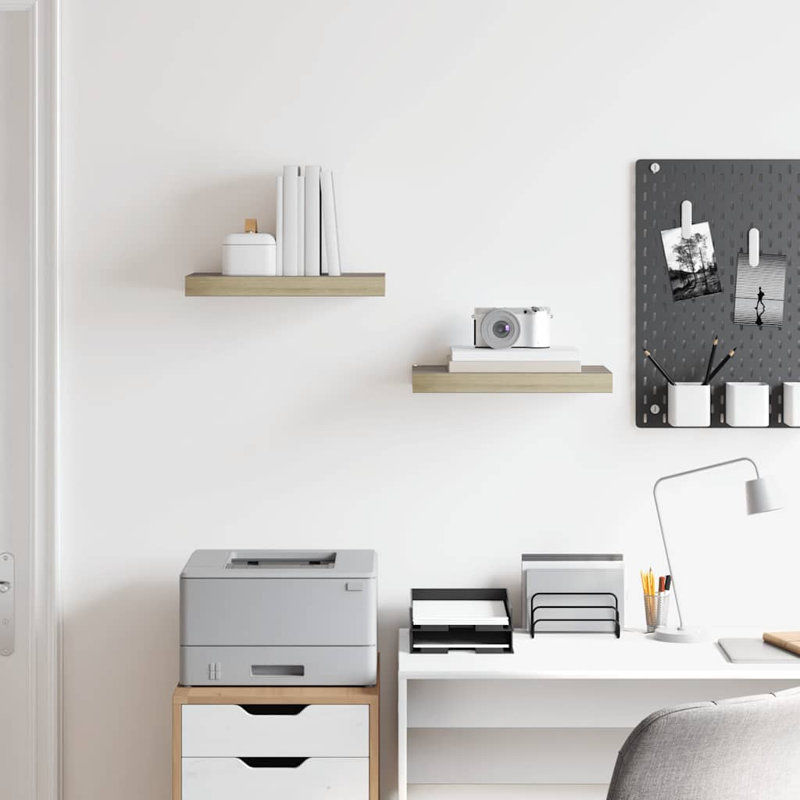 Wall Shelf Floating Shelf Wall Mounted Display Shelf for Photo Frame, Oak, 1.5" H x 15.7" W x 9.1" D