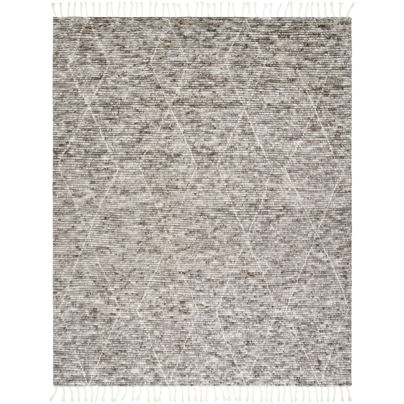 Tapis gris / brun en laine noué à la main Talon, Rectangle 2 pi x 3 pi