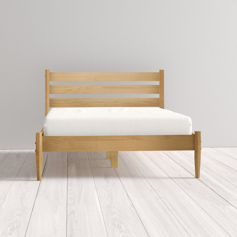 Ashlie Queen Size Solid Wood Bed, Honey Oak