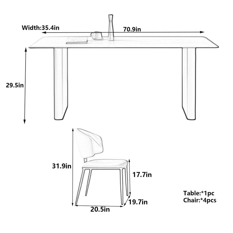 Table Modern Rock Slab, texture naturelle unique, H 29,5 po x L 70,9 po x l 35,4 po