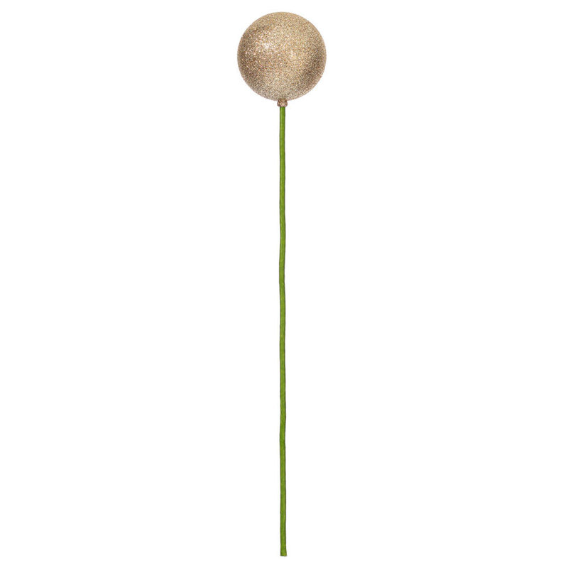 The Holiday Aisle® 3" x 18" Glitter Ball Ornament Stick 12/Bag. 3 inch ornament on an 18 inch stick., Champagne