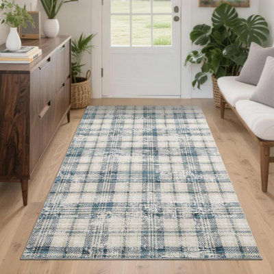 Plaid Machine Printed Area Rug