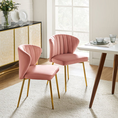 Chaise de salle à manger capitonnée en velours à oreilles moderne Euclid
