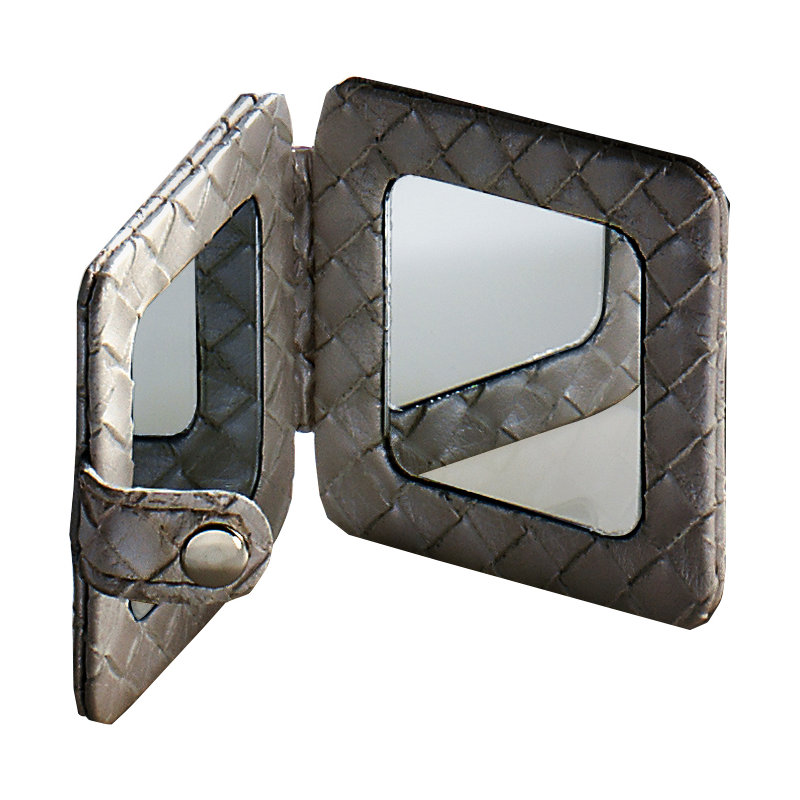 Dukes Flat Leather Wall Mirror, Antique Silver