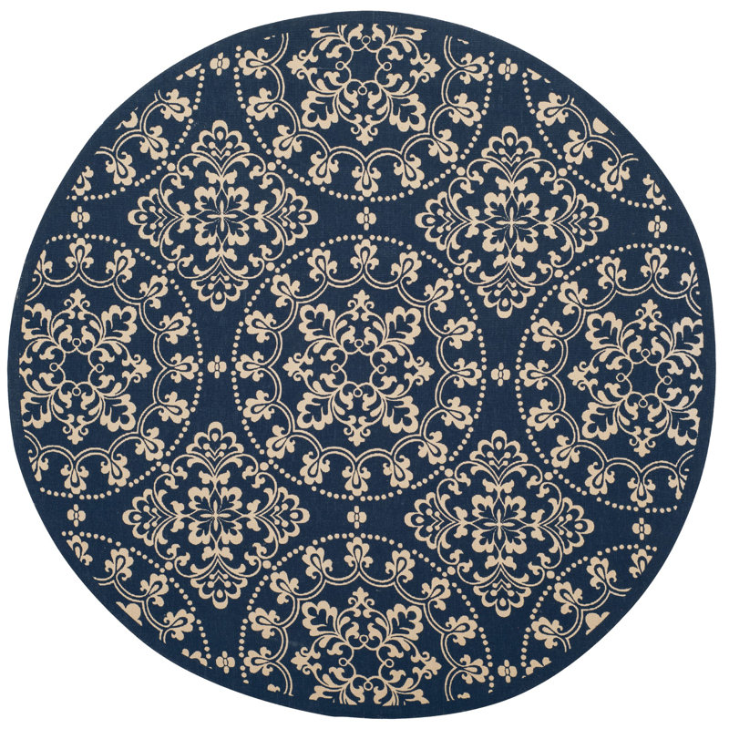 Charing Cross Cedar Brook Hand Loomed Jute Ikat Rug, Round 6'