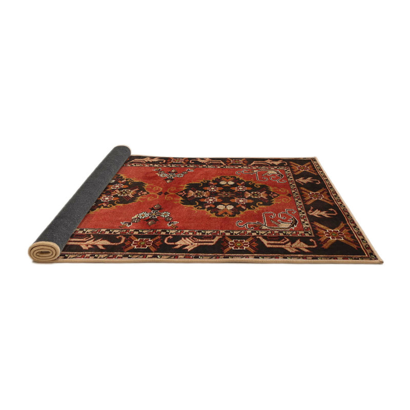 Tapis traditionnel rouge / noir Metsahovi, Rond 5 pi