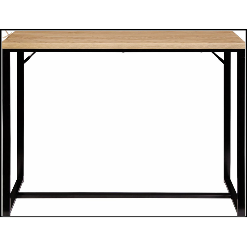 Bali Coastal Modern Console Table With Natural Wood Top And Sleek Black Metal Legs, Perfect For Stylish And Functional Home Decor.