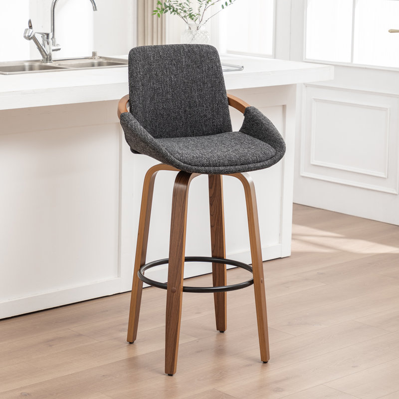 Tabouret de bar et de comptoir pivotant Carruth, Gris, Tabouret de comptoir (siège d'une hauteur de 25 p
