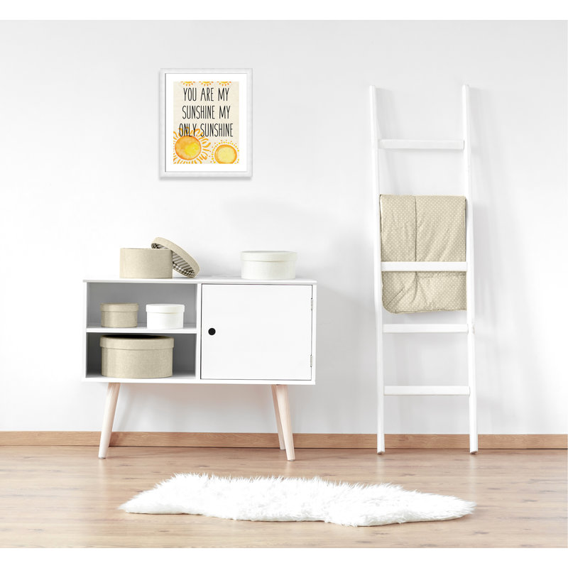Adhésif décoratif soleil A, H 24,5 po x l 20,5 po x P 0,6 po, Encadré de boîte à grain de bois blanc