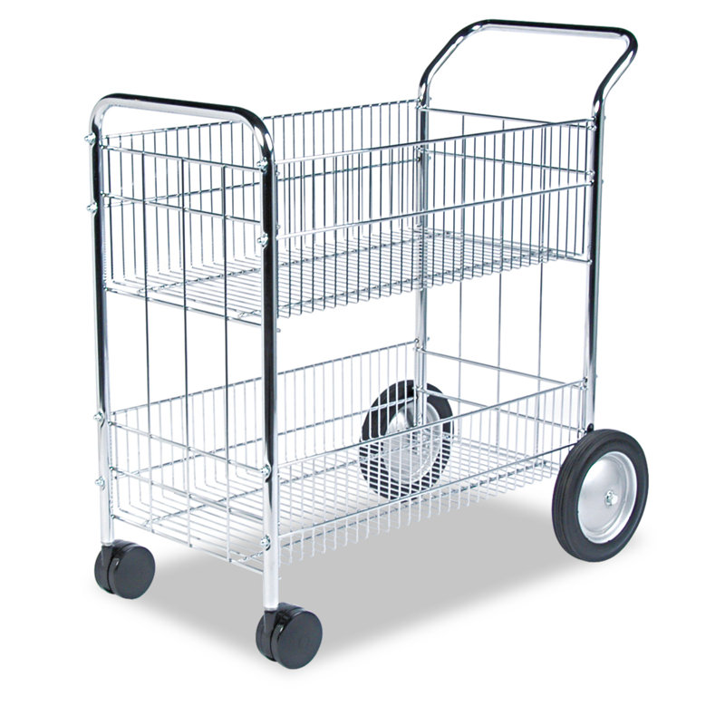 Chrome-Plated Steel Wire Mail Cart with Adjustable Guides