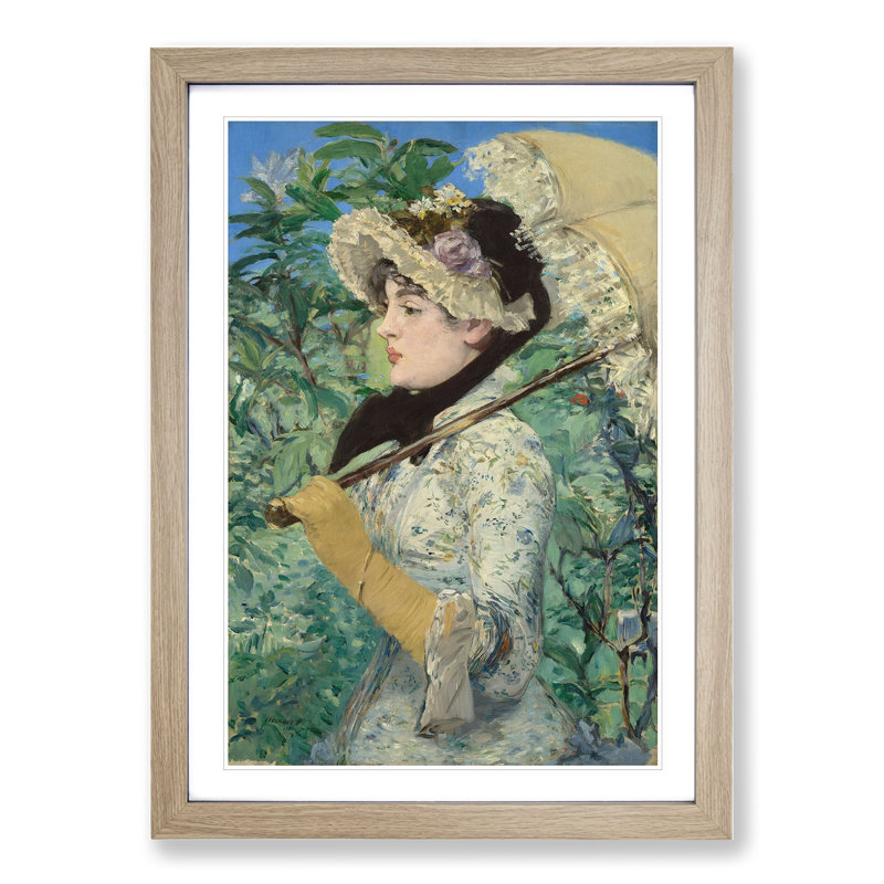 Jeanne Spring by Edouard Manet - Picture Frame Painting, Oak, 36cm H x 27cm W x 2cm D
