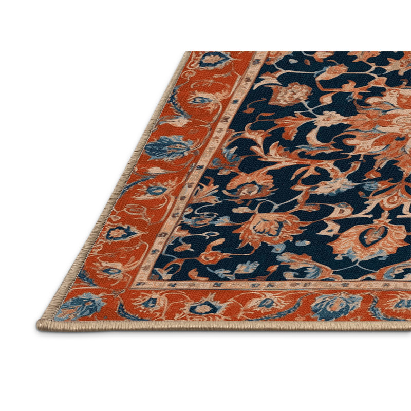Tapis brun Tabriz lavable à la machine, Rectangle 5 pi x 7 pi