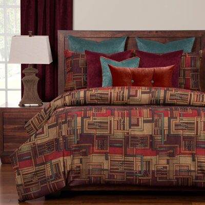 Arts and Crafts Polyester and Rayon Geometric Shapes Duvet Cover & Insert Set
